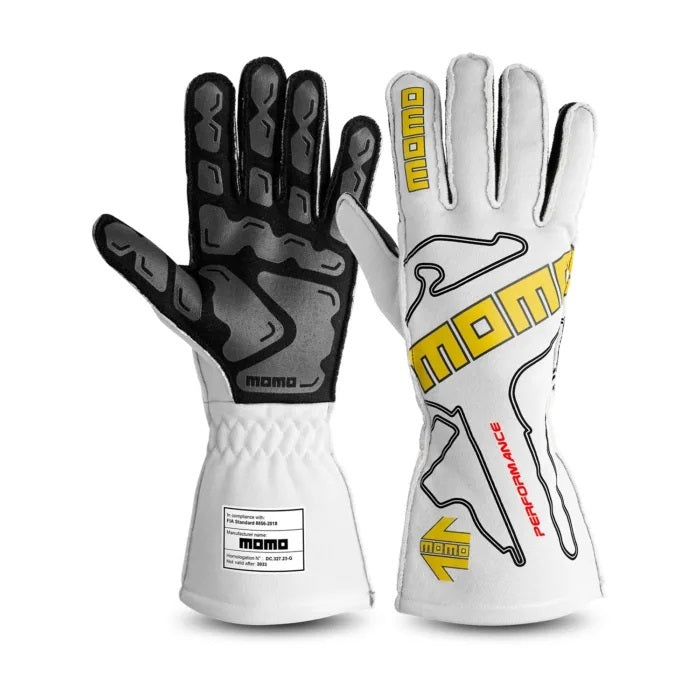 MOMO Tuning & Safety GUPERFOWHT12 Gloves Peformance White X-Large 12 FIA MOMO Tuning & Safety GUPERFOWHT12