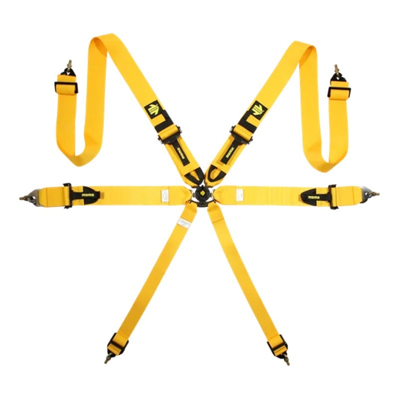 MOMO Tuning & Safety M060303YL Corsa Harness 6 Point 3x3x2 Yellow Clip in Cam MOMO Tuning & Safety M060303YL
