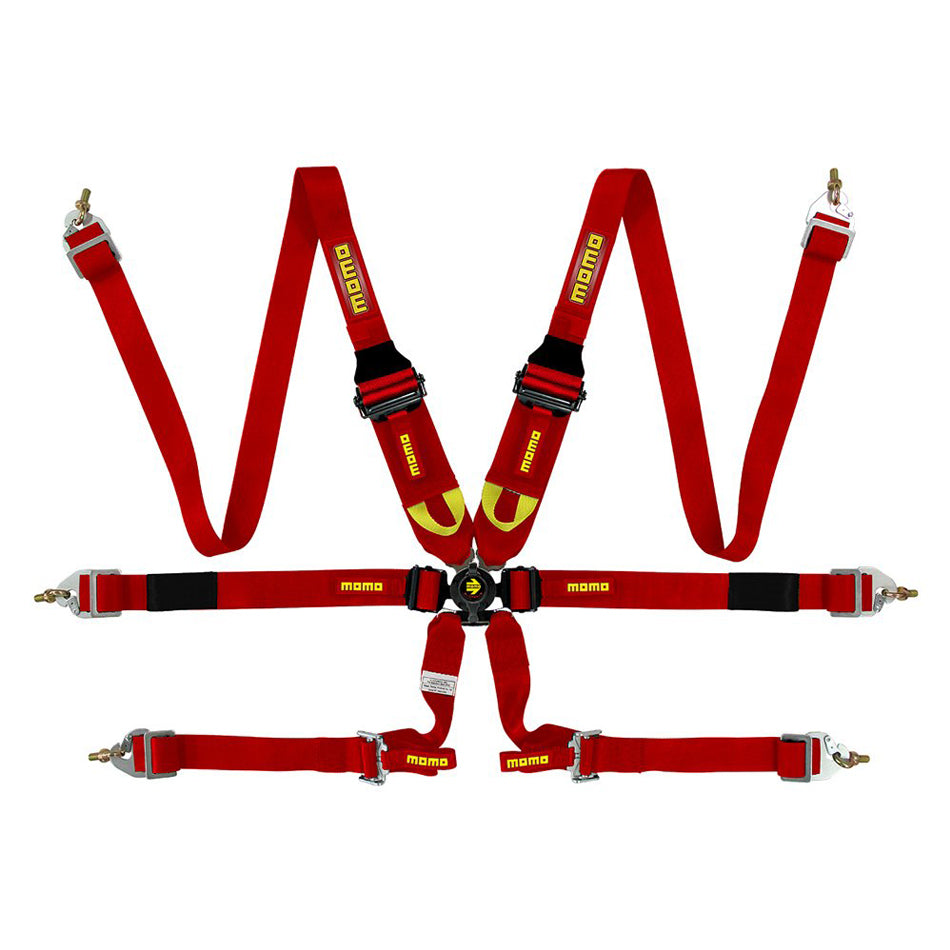 MOMO Tuning & Safety MO1255120001 Corsa Harness 6 Point 3x3x2 Red Clip in Cam MOMO Tuning & Safety MO1255120001