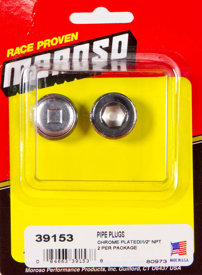 Moroso 39153 1/2in. NPT Chrome Pipe Plug 2 Per Package Moroso 39153