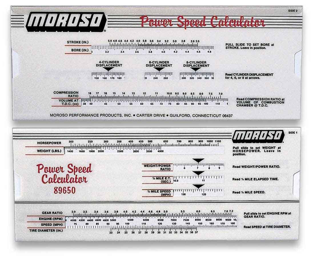 Moroso 89650 Power/Speed Calculator Moroso 89650