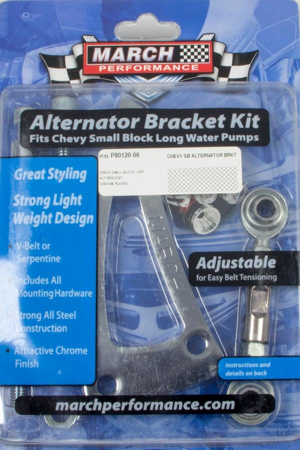 March Performance P80120-06 Alternator Bracket SBC LWP March Performance P80120-06
