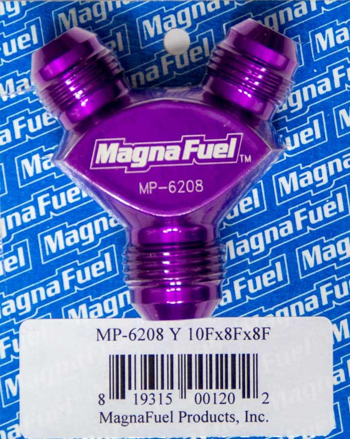 Magnafuel Racing Fuel Systems MP-6208 Y-Fitting - 1 #10an Male & 2 #8an Magnafuel Racing Fuel Systems MP-6208