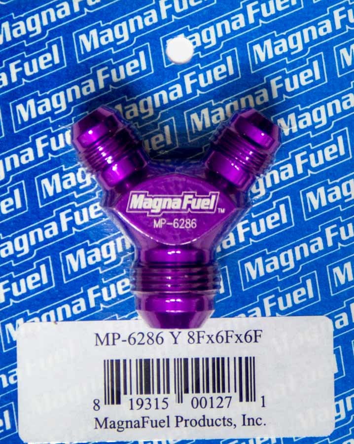 Magnafuel Racing Fuel Systems MP-6286 Y-Fitting - 2 #6 Male & 1 #8 Magnafuel Racing Fuel Systems MP-6286