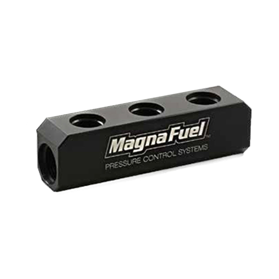 Magnafuel Racing Fuel Systems MP-7610-03-Blk 3-Port Fuel Log for Holley 12-803 Regulators Magnafuel Racing Fuel Systems MP-7610-03-Blk