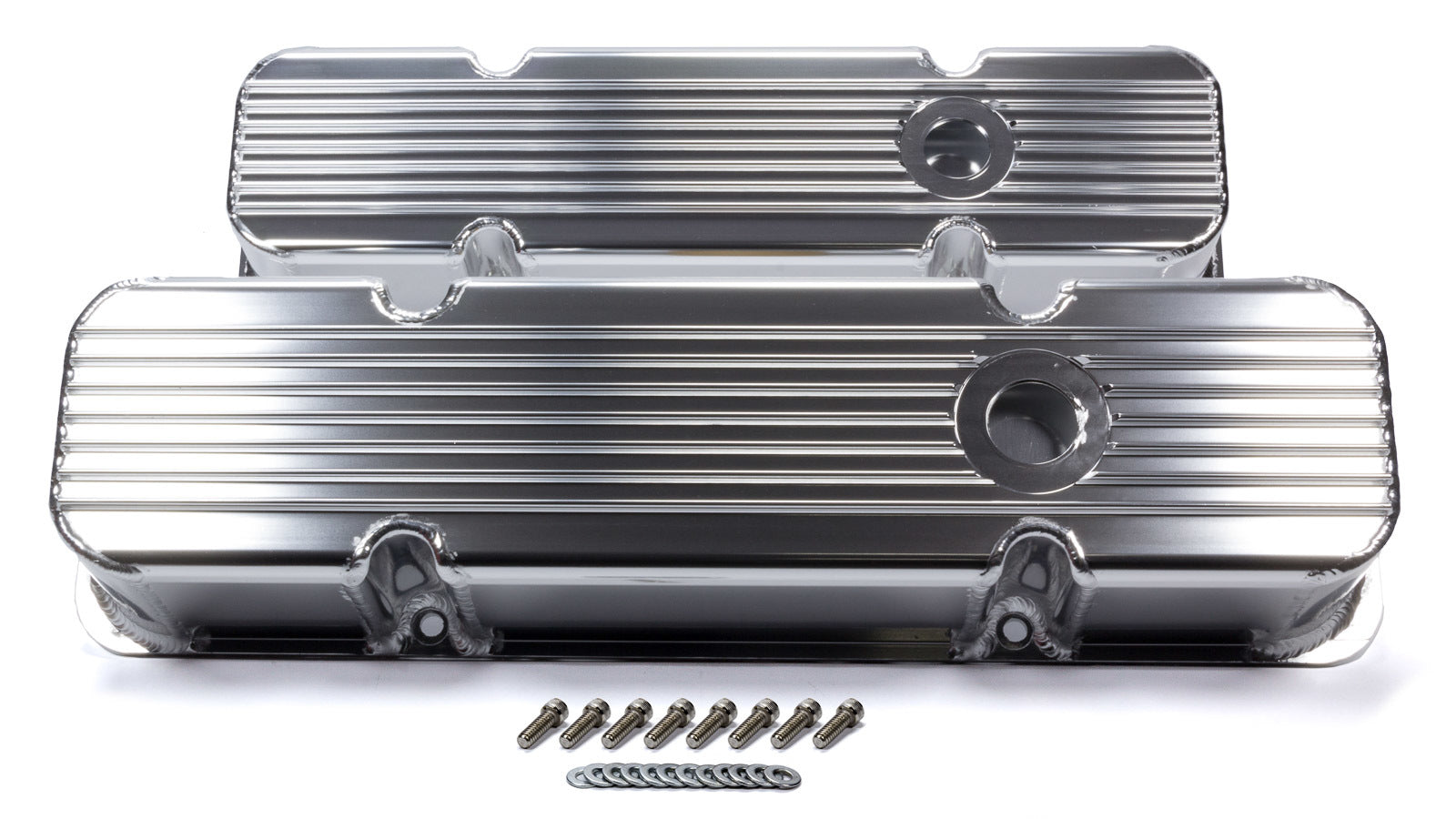 Mr Gasket 6814G SBC Cast Alm Valve Cover Set Finned Style Pol. Mr Gasket 6814G