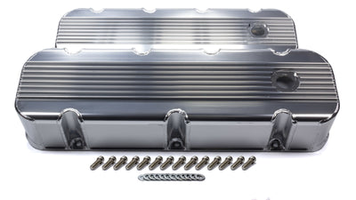 Mr Gasket 6833G BBC Cast Alm Valve Cover Set Finned Style Pol. Mr Gasket 6833G