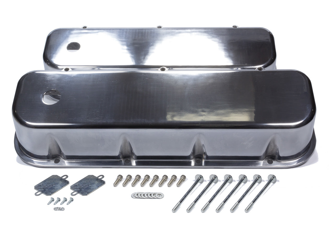 Mr Gasket 6858G BBC Cast Alm Valve Cover Set Tall w/Hole Polished Mr Gasket 6858G
