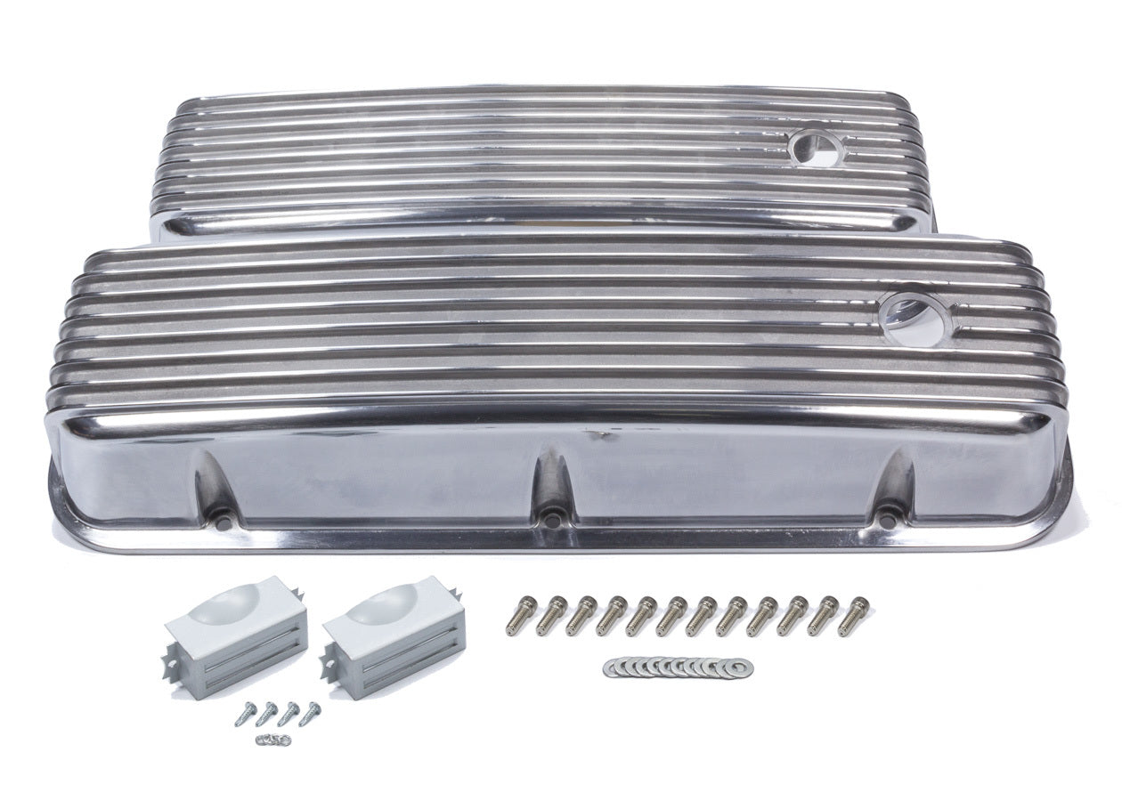 Mr Gasket 6859G BBC Cast Alm Valve Cover Set Finned Style Pol. Mr Gasket 6859G