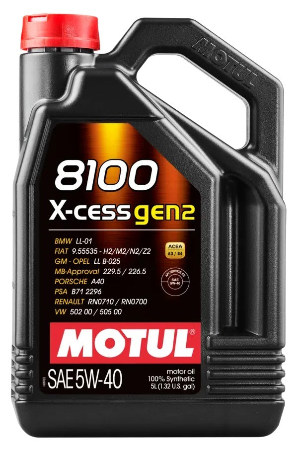 Motul MTL110905 8100 X-Cess Gen2 5W-40 5 Liter Bottle Motul MTL110905