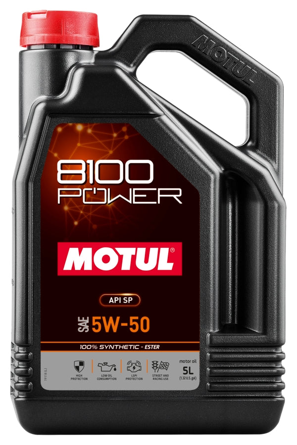Motul MTL111812 8100 Sport Power 5w50 5 Liter Bottle Motul MTL111812