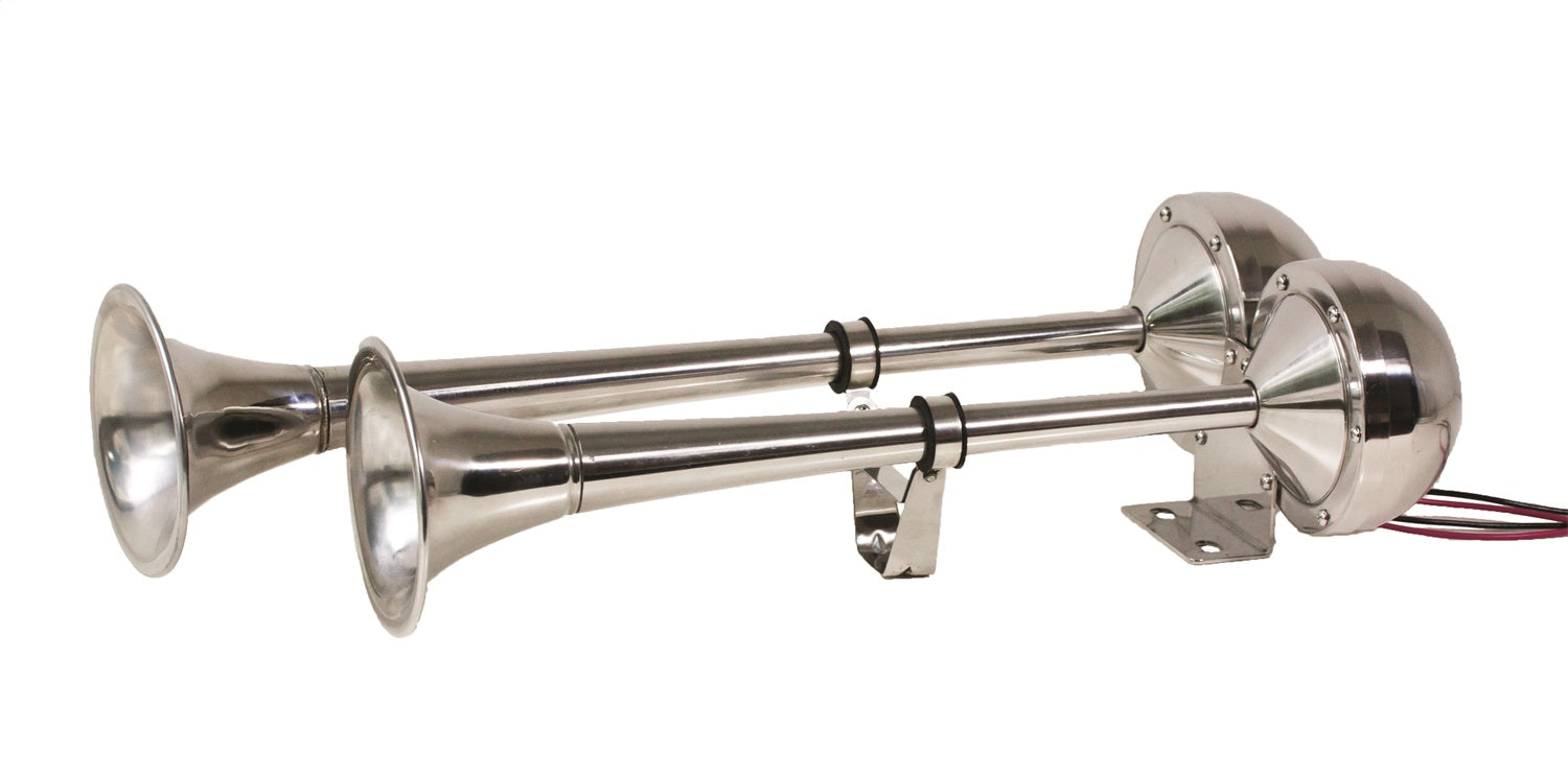 Kleinn Automotive Air Horns MARINE-ONE Dual Horn; Stainless Steel; Self Contained; 12 Volt; No Air Tank Required; Kleinn Automotive Air Horns MARINE-ONE