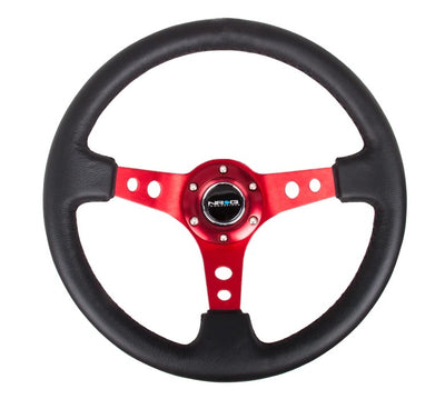 NRG Innovations RST-006RD Steering Wheel 350mm 3in Dish Blk Leather/Red Ctr NRG Innovations RST-006RD