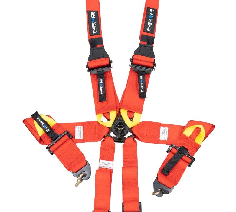 NRG Innovations SBH-HRS6PCRD Harness 6pt Camlock Red Hans FIA NRG Innovations SBH-HRS6PCRD