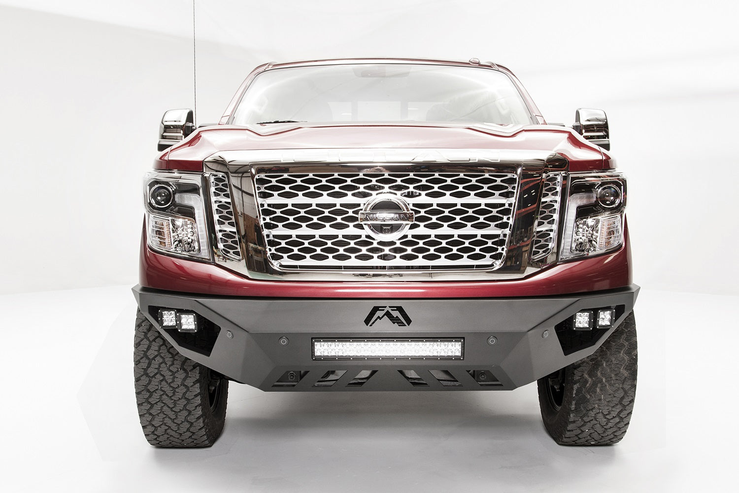 Fab Fours NT16-D3751-1 Vengeance Front Bumper; 2 Stage Black Powder Coated; w/No Guard; w/Sensors; Fab Fours NT16-D3751-1