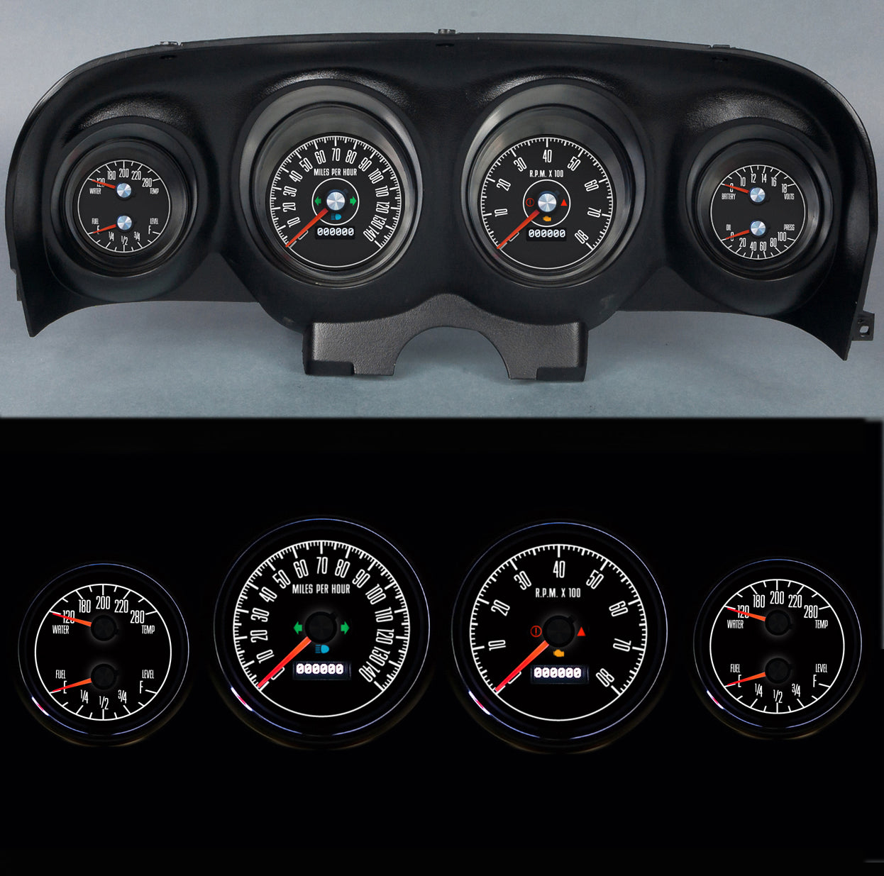New Vintage USA 53408-53 Gauge Kit Mustang 69-70 M-153 4-3/8in New Vintage USA 53408-53