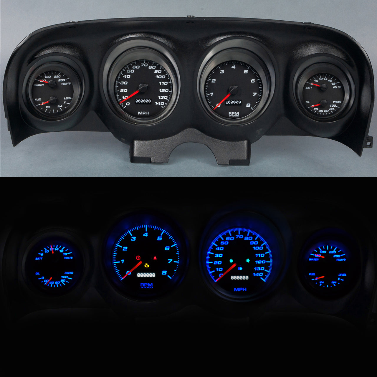New Vintage USA 69790-01 Gauge Kit Mustang 69-70 Perf II Black New Vintage USA 69790-01