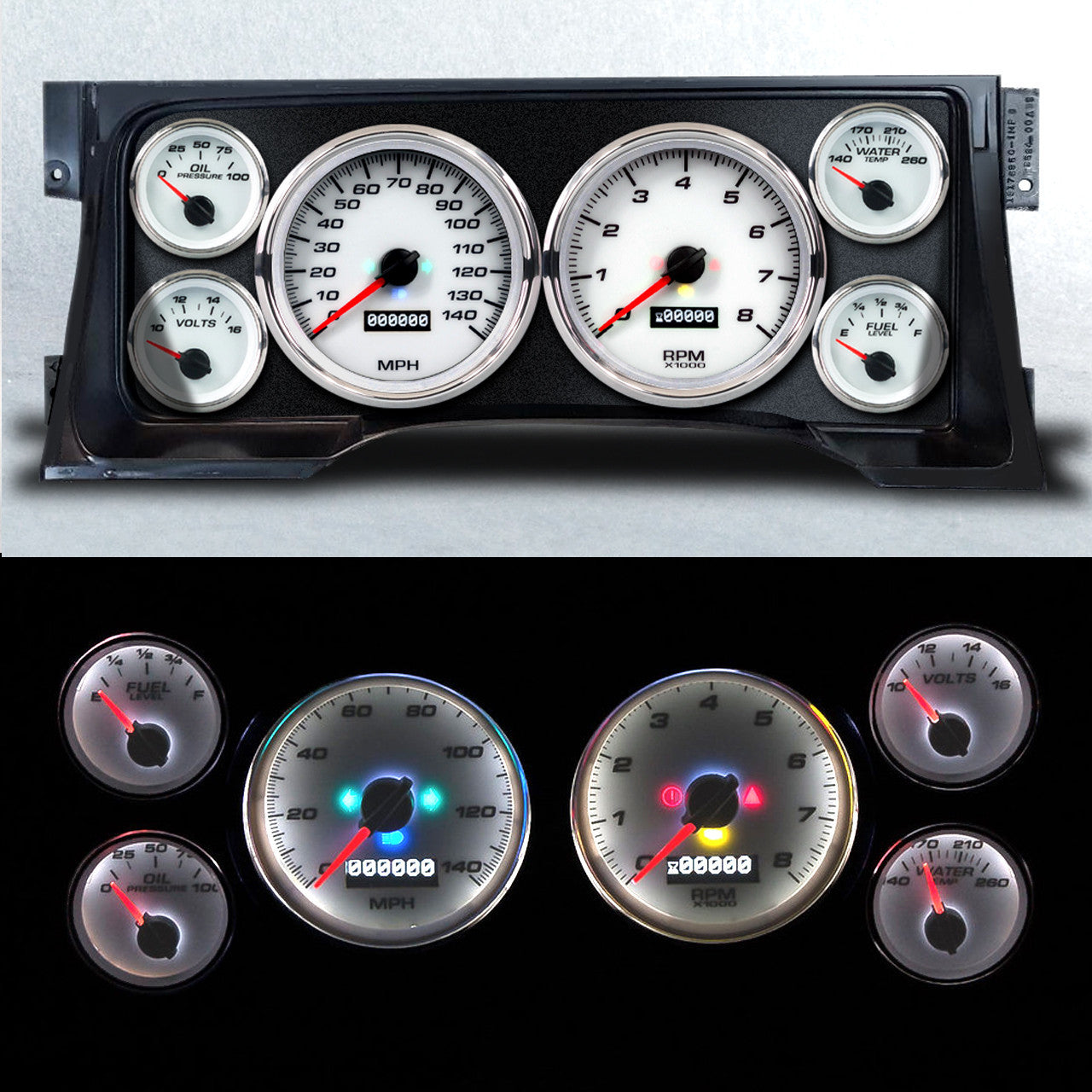 New Vintage USA 95101-03 Gauge Kit GM Truck 95-98 Performance  White New Vintage USA 95101-03