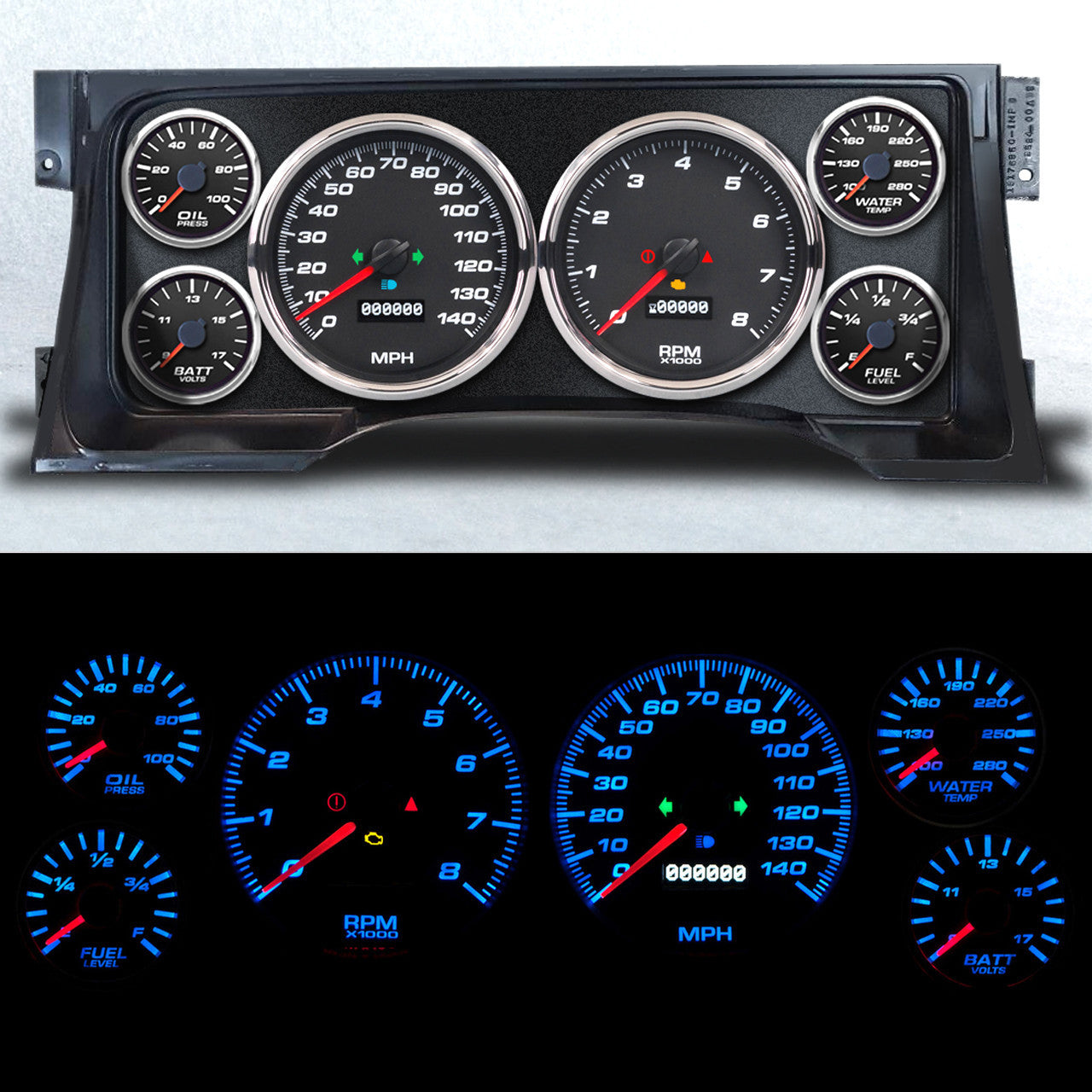 New Vintage USA 95102-01 Gauge Kit GM Truck 95-98 Performance II Black New Vintage USA 95102-01