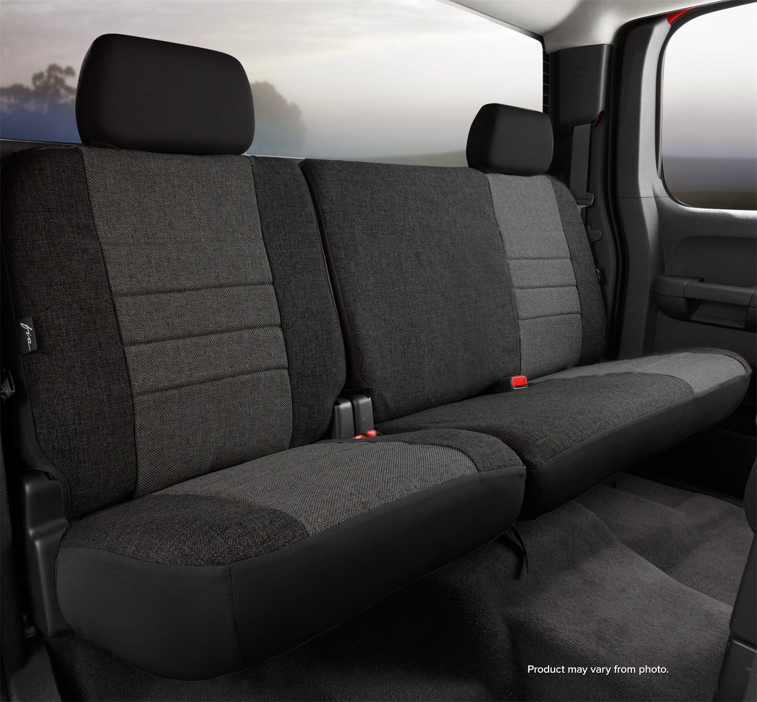 FIA OE38-20 CHARC OE™ Custom Seat Cover; Tweed; Charcoal; Split Seat 60/40; Cushion Cut Out; FIA OE38-20 CHARC