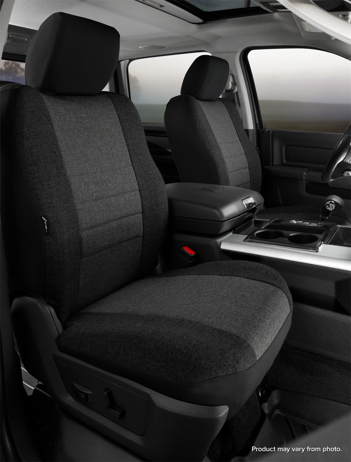 FIA OE39-43 CHARC OE™ Custom Seat Cover; Tweed; Charcoal; Bucket Seats; Adjustable Headrests; FIA OE39-43 CHARC