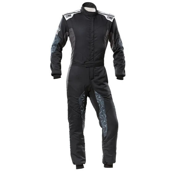 OMP Racing INC IA0-1864-A01-171-56 TECNICA HYBRID OVERALL F IA 8856-2018 BLACK / SIL OMP Racing INC IA0-1864-A01-171-56