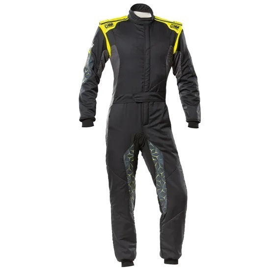 OMP Racing INC IA0-1864-A01-178-56 TECNICA HYBRID OVERALL F IA 8856-2018 BLACK / FLU OMP Racing INC IA0-1864-A01-178-56