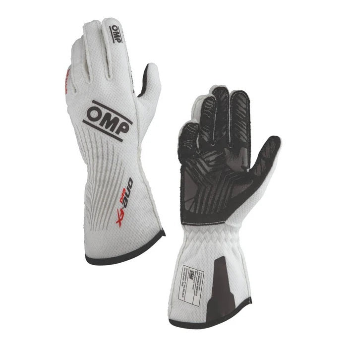 OMP Racing INC IB0-0773-C01-020-L ONE EVO FX GLOVES my2026 FIA 8856-2018 WHITE SZ. OMP Racing INC IB0-0773-C01-020-L