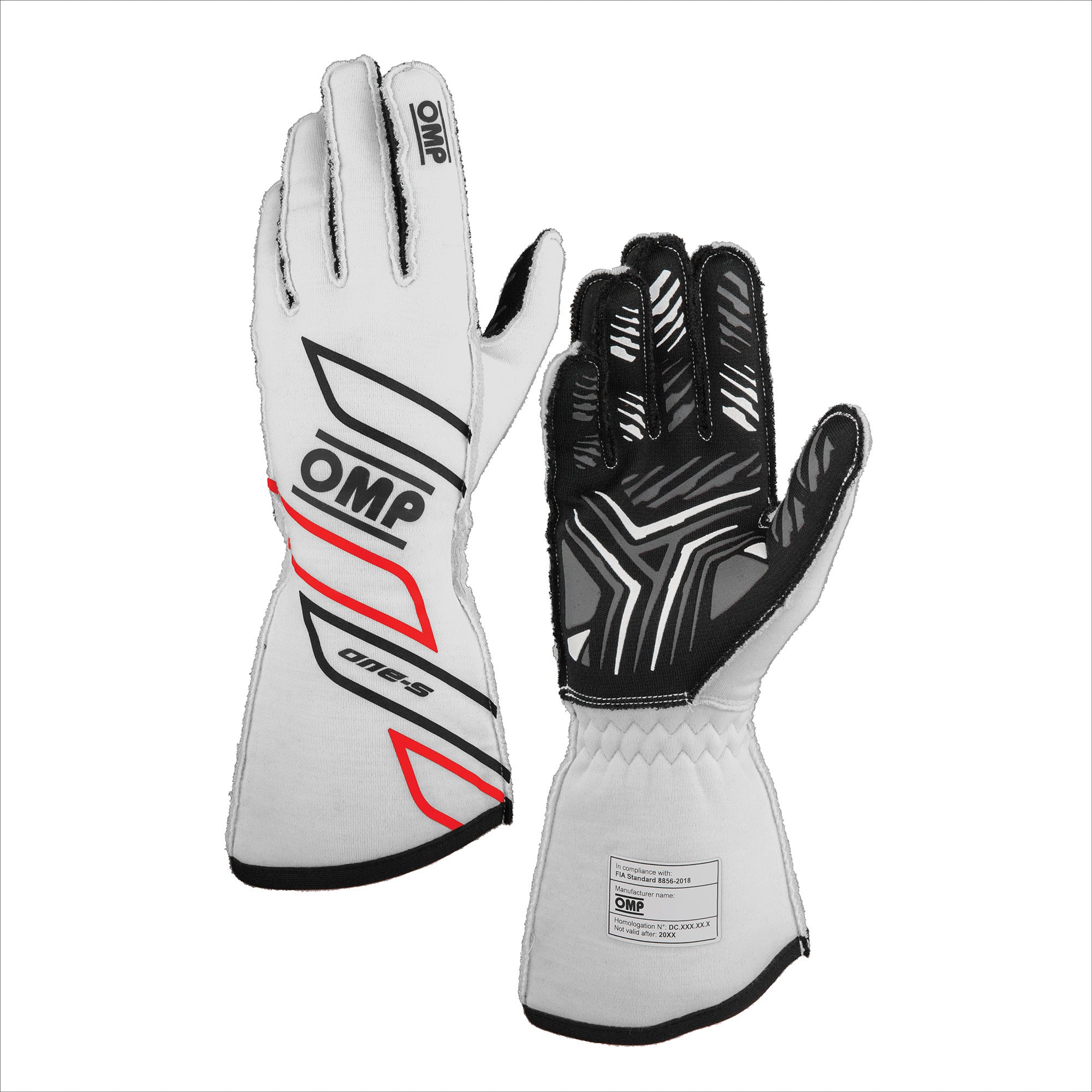 OMP Racing INC IB0-0778-A01-020-L ONE-S GLOVES my2025 FIA 8856-2018 WHITE SZ. L OMP Racing INC IB0-0778-A01-020-L