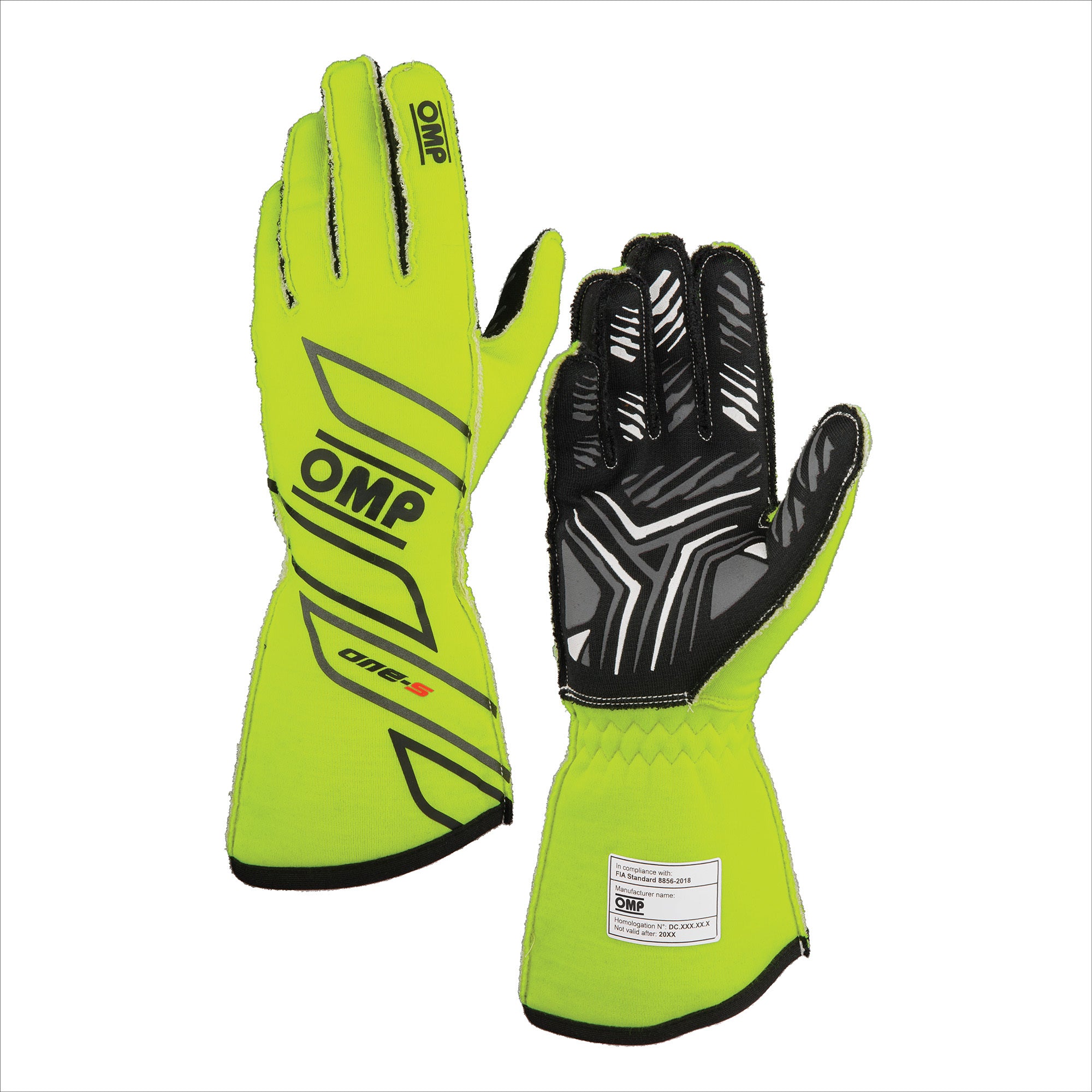 OMP Racing INC IB0-0778-A01-099-L ONE-S GLOVES my2025 FIA 8856-2018 FLUO YELLOW SZ OMP Racing INC IB0-0778-A01-099-L