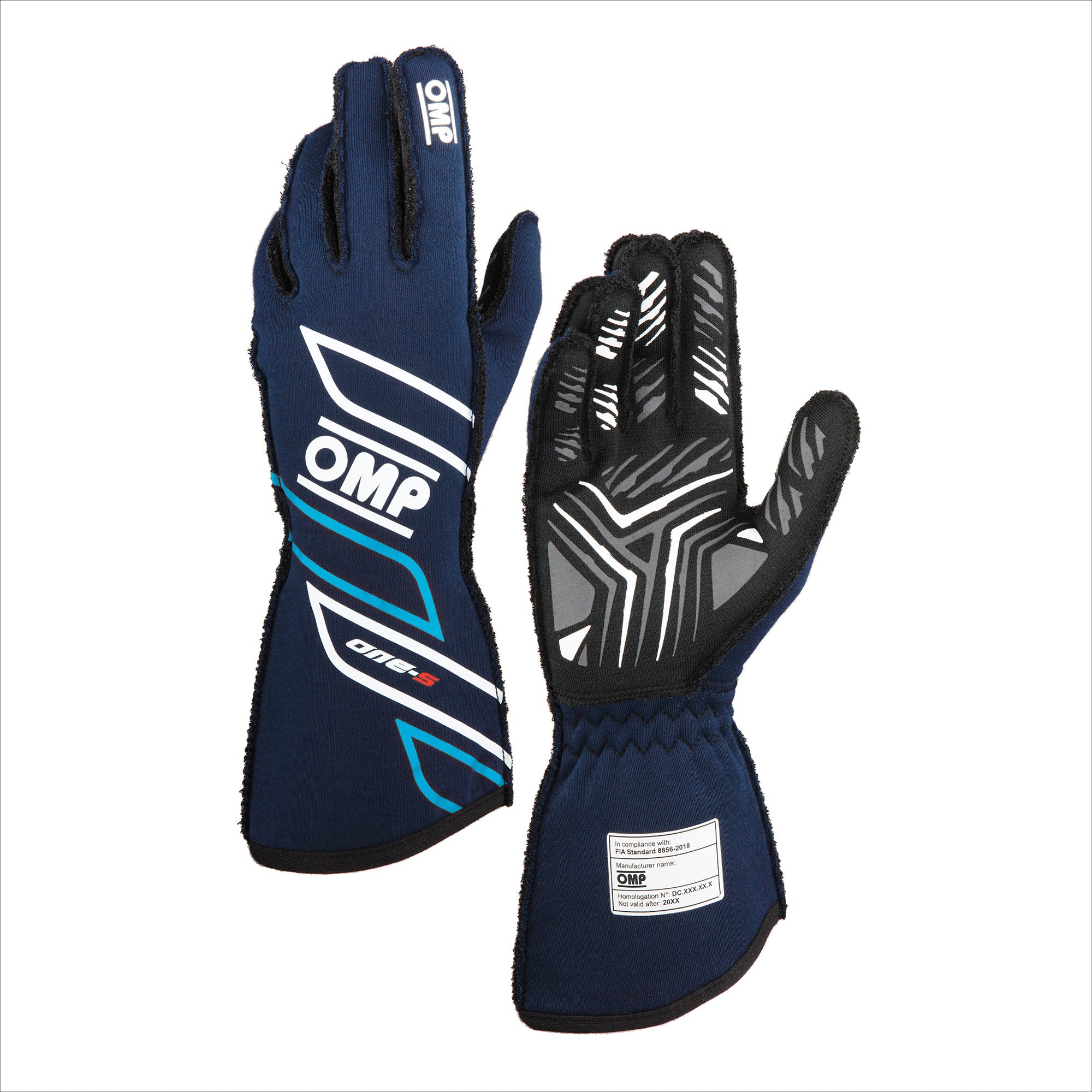 OMP Racing INC IB0-0778-A01-244-M ONE-S GLOVES my2025 FIA 8856-2018 NAVY BLUE / CY OMP Racing INC IB0-0778-A01-244-M