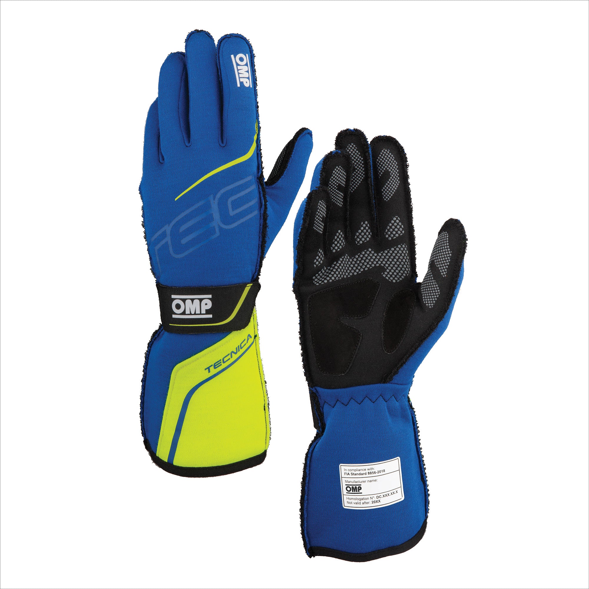 OMP Racing INC IB0-0779-A01-044-M TECNICA GLOVES FIA 8856- 2018 BLUE / YELLOW SZ. M OMP Racing INC IB0-0779-A01-044-M
