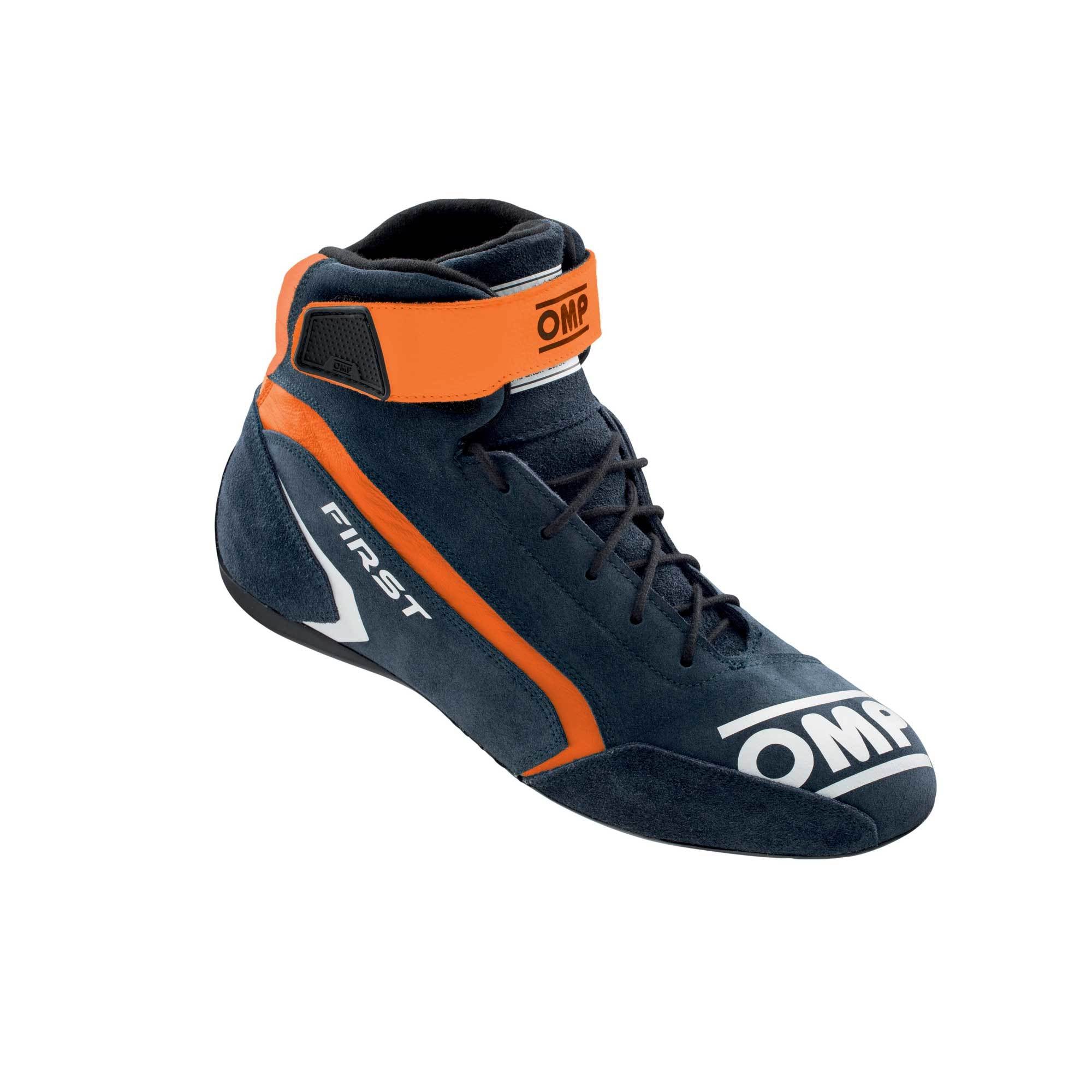 OMP Racing INC IC0-0824-A01-249-41 FIRST SHOES FIA 8856-201 8 NAVY BLUE / ORANGE SZ. OMP Racing INC IC0-0824-A01-249-41
