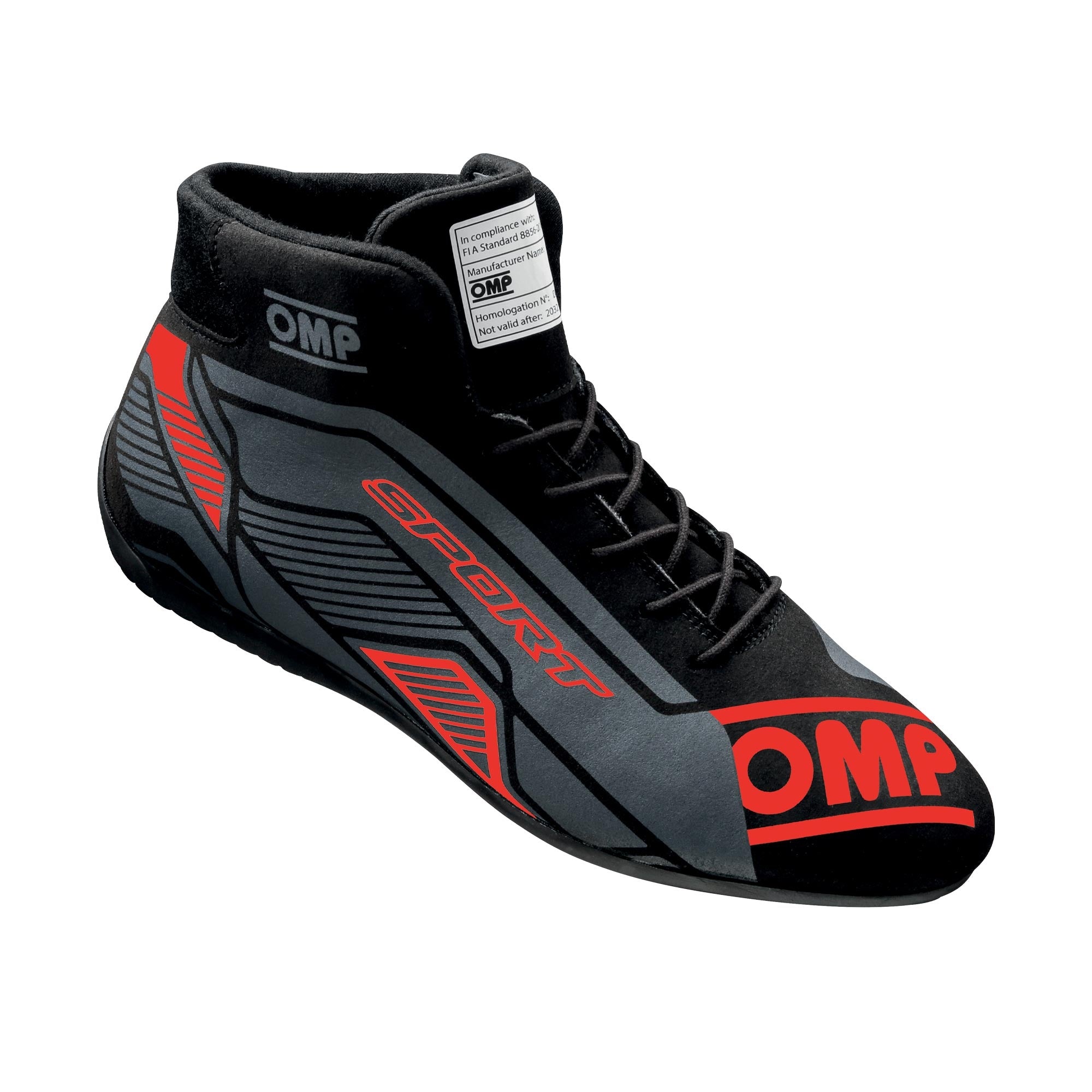 OMP Racing INC IC0-0829-A01-073-39 OMP SPORT SHOES FIA 8856 -2018 BLACK / RED SZ. 39 OMP Racing INC IC0-0829-A01-073-39