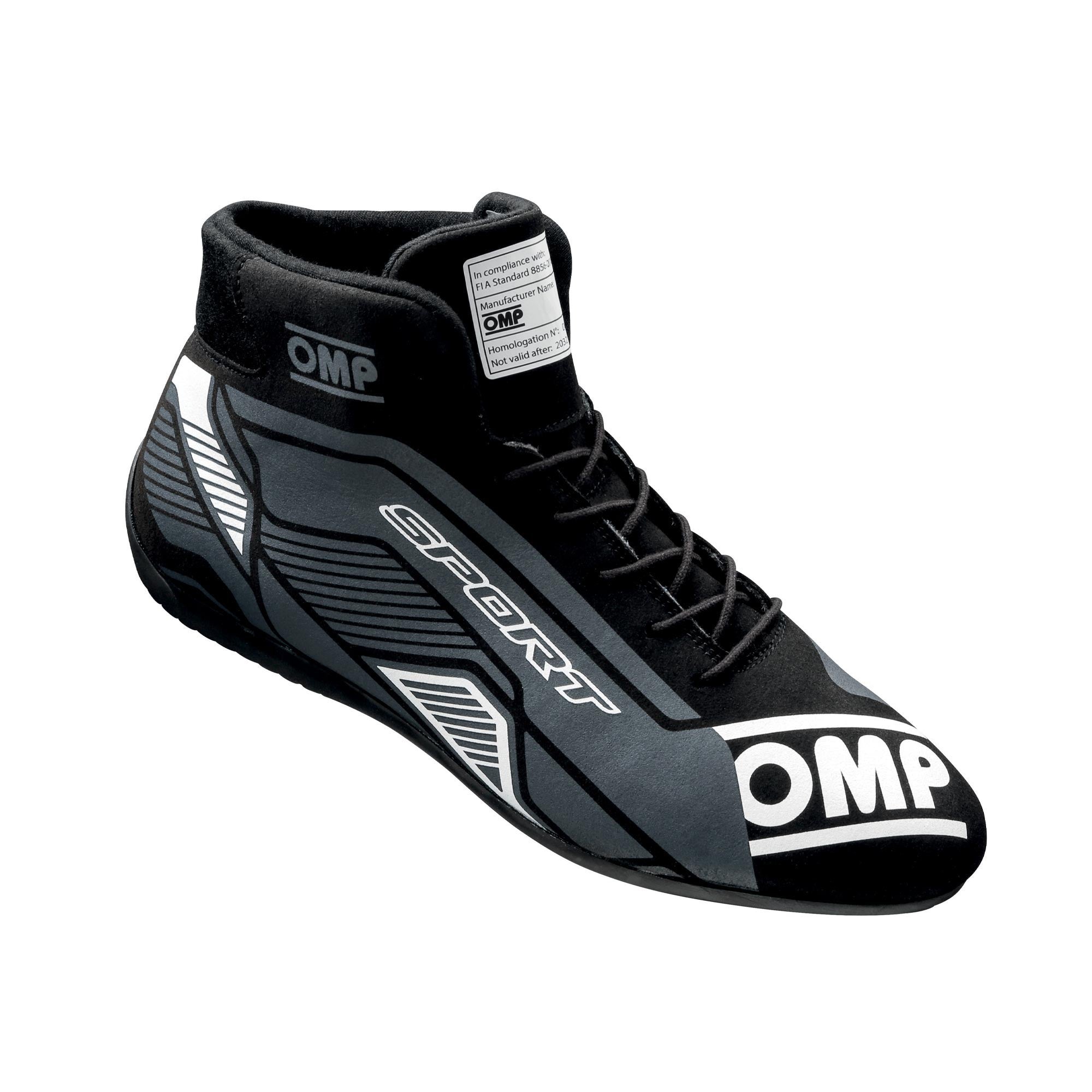 OMP Racing INC IC0-0829-A01-076-41 OMP SPORT SHOES FIA 8856 -2018 BLACK / WHITE SZ. OMP Racing INC IC0-0829-A01-076-41