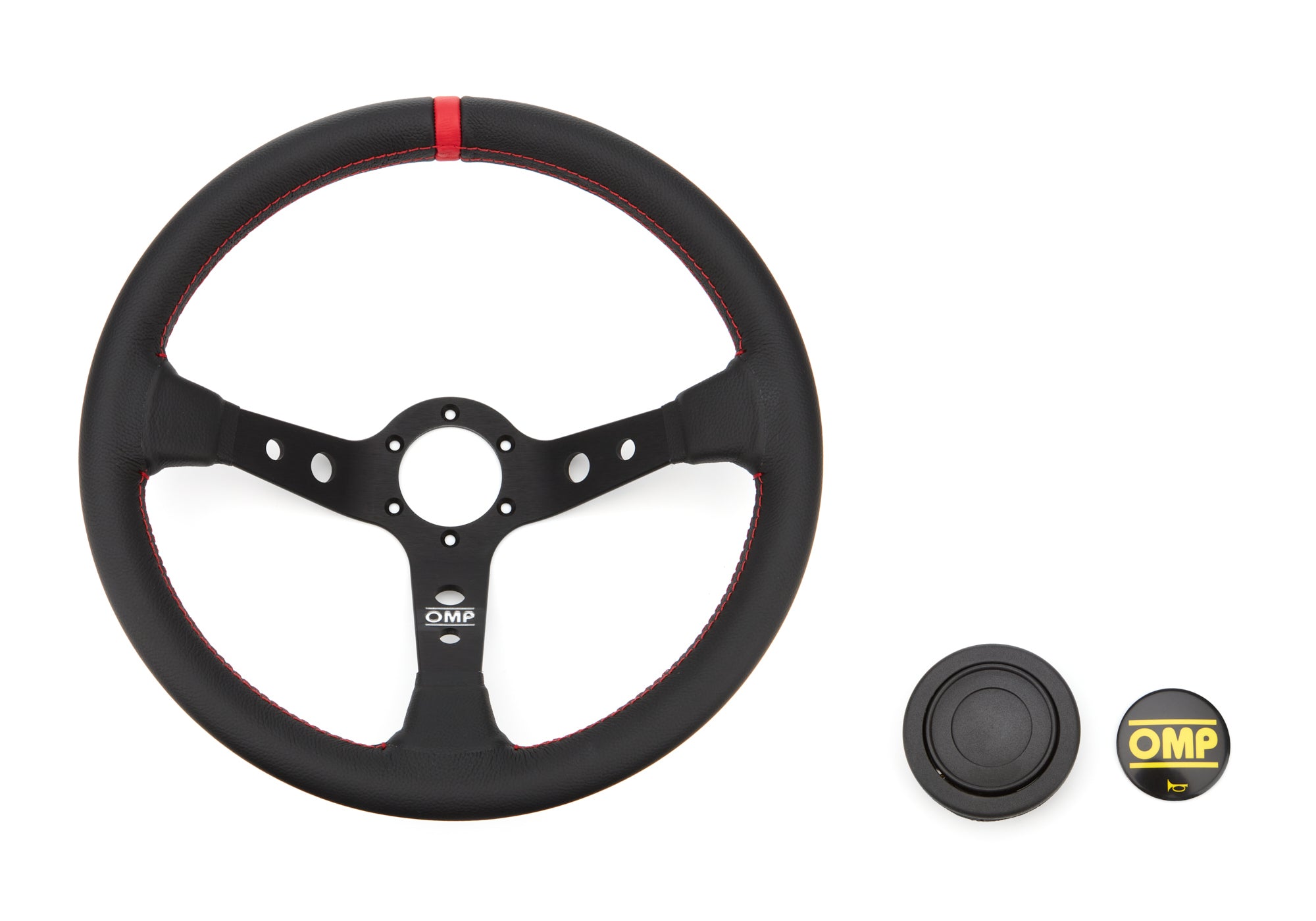 OMP Racing INC OD0-1956-073 Corsica Steering Wheel Black and Red Leather OMP Racing INC OD0-1956-073