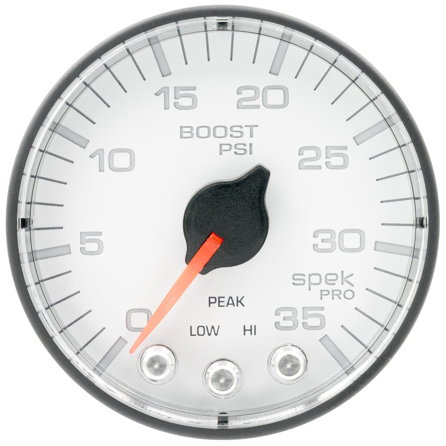 AutoMeter P303128 GAUGE; BOOST; 2 1/16in.; 35PSI; STEPPER MOTOR W/PEAK/WARN; WHITE/BLACK; SPEK-PRO AutoMeter P303128