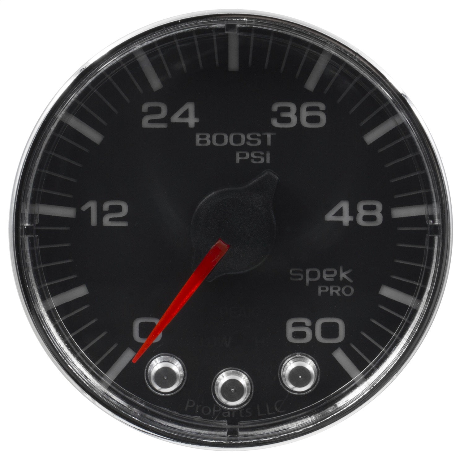 AutoMeter P304318 GAUGE; BOOST; 2 1/16in.; 60PSI; STEPPER MOTOR W/PEAK/WARN; BLK/CHRM; SPEK-PRO AutoMeter P304318