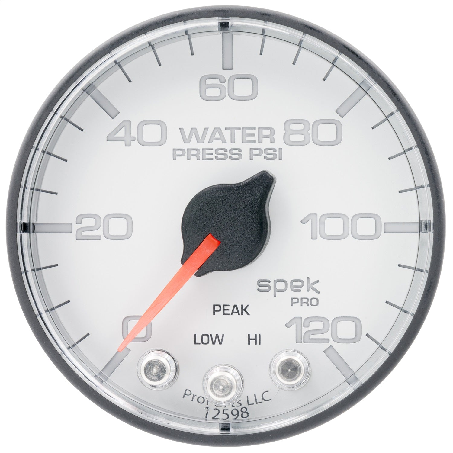 AutoMeter P345128 GAUGE; WATER PRESS; 2 1/16in.; 120PSI; STEPPER MOTOR W/PEAK/WARN; WHT/BLK; SPEK AutoMeter P345128