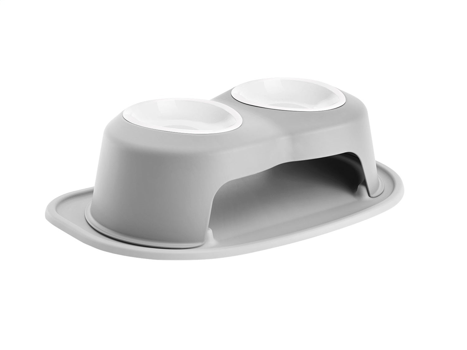 Weathertech PDHC3206LGLG Pet Feeding System; Light Grey; Double High 6 in. w/32 Oz. Poly Bowl; Weathertech PDHC3206LGLG