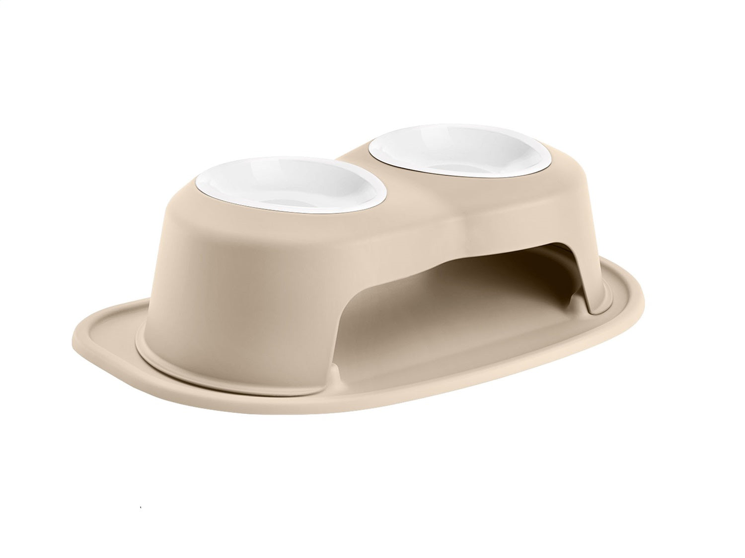 Weathertech PDHC3206TNTN Pet Feeding System; Tan; Double High 6 in. w/32 Oz. Poly Bowl; Weathertech PDHC3206TNTN