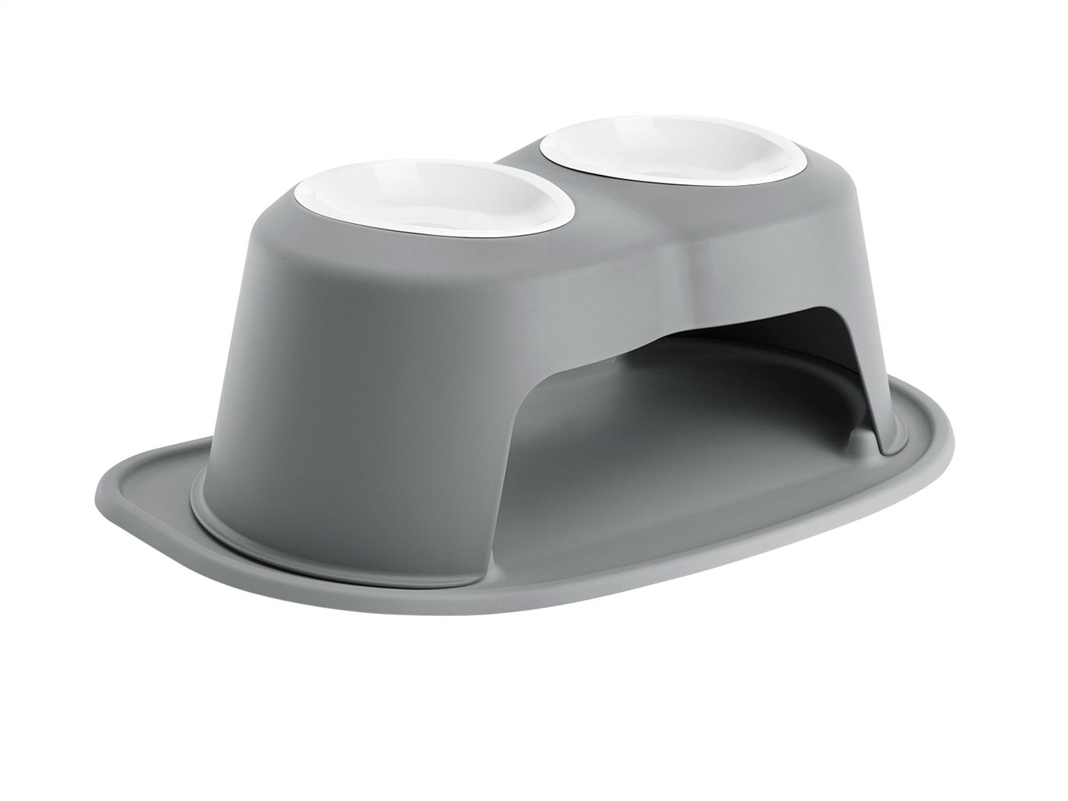 Weathertech PDHC3208DGDG Pet Feeding System; Dark Grey; Double High 8 in. w/32 Oz. Poly Bowl; Weathertech PDHC3208DGDG