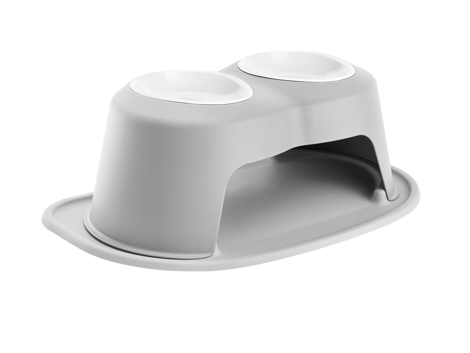 Weathertech PDHC3208LGLG Pet Feeding System; Light Grey; Double High 8 in. w/32 Oz. Poly Bowl; Weathertech PDHC3208LGLG