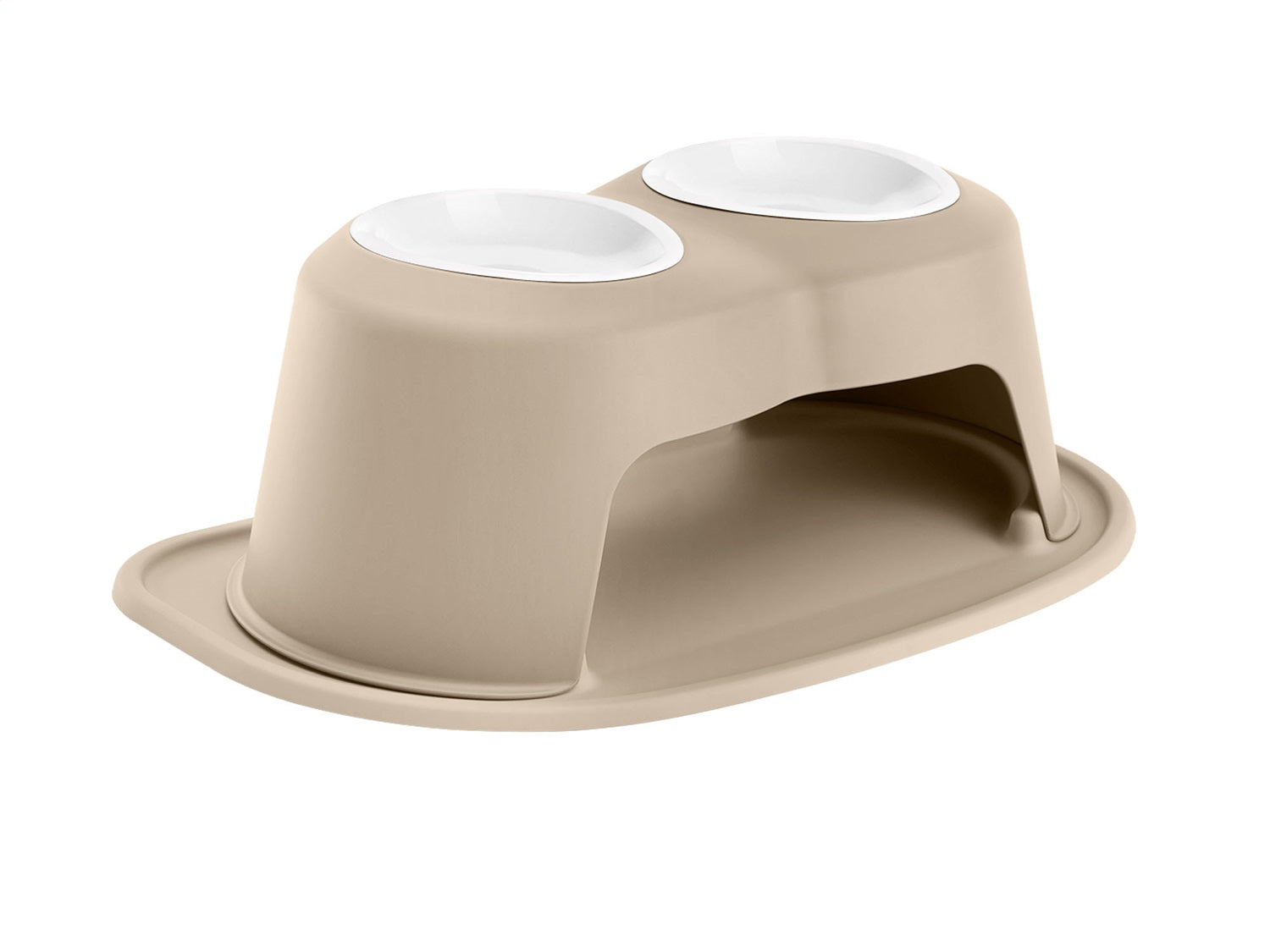 Weathertech PDHC3208TNTN Pet Feeding System; Tan; Double High 8 in. w/32 Oz. Poly Bowl; Weathertech PDHC3208TNTN