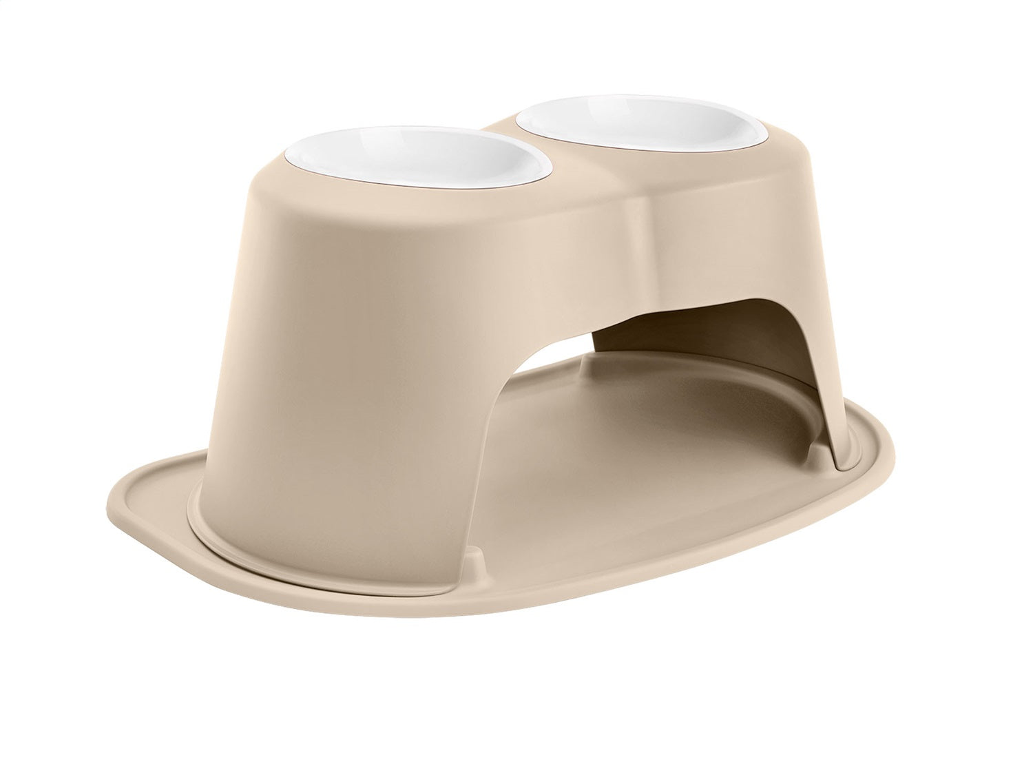 Weathertech PDHC6412TNTN Pet Feeding System; Tan; Double High 12 in. w/64 Oz. Poly Bowl; Weathertech PDHC6412TNTN