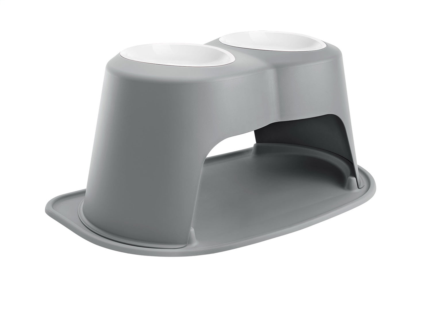 Weathertech PDHC9614DGDG Pet Feeding System; Dark Grey; Double High 14 in. w/96 Oz. Poly Bowl; Weathertech PDHC9614DGDG