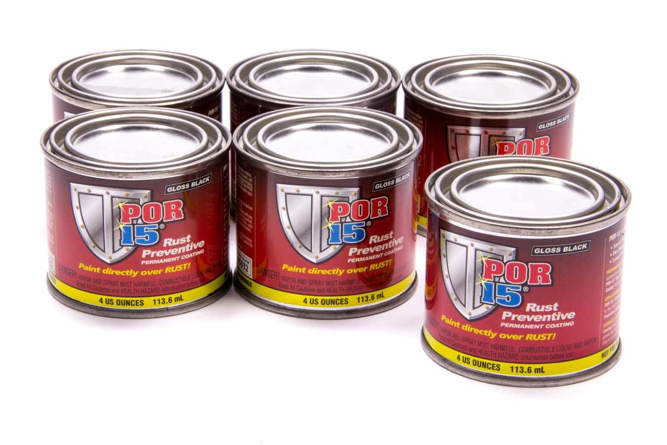 POR-15 45006 POR-15 Paint Gloss Black Six Pack-4oz Cans POR-15 45006