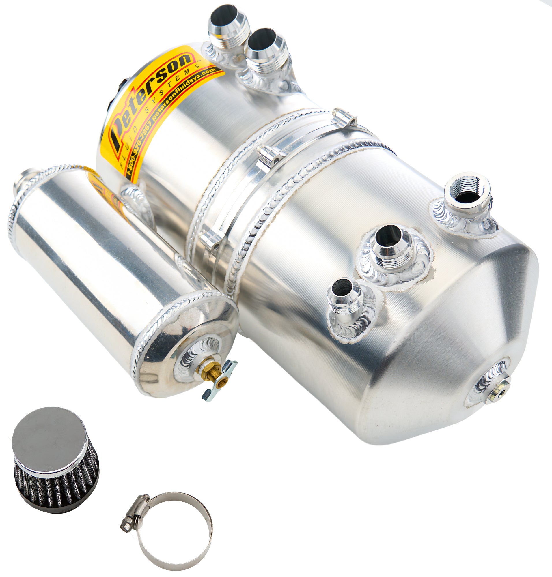 Peterson Fluid 08-0784-CC Oil Tank 1.5gal 16an Dual Return w/ Catch Can Peterson Fluid 08-0784-CC