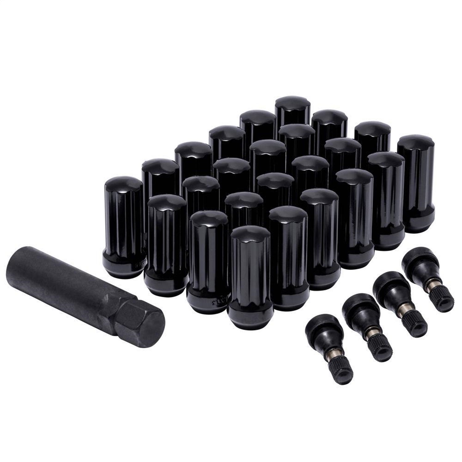Pro Comp 16145B Lug Nut Kit; 14 x 1.5 Spline; 8 Lug; w/Valve Stem; Black; Pro Comp 16145B