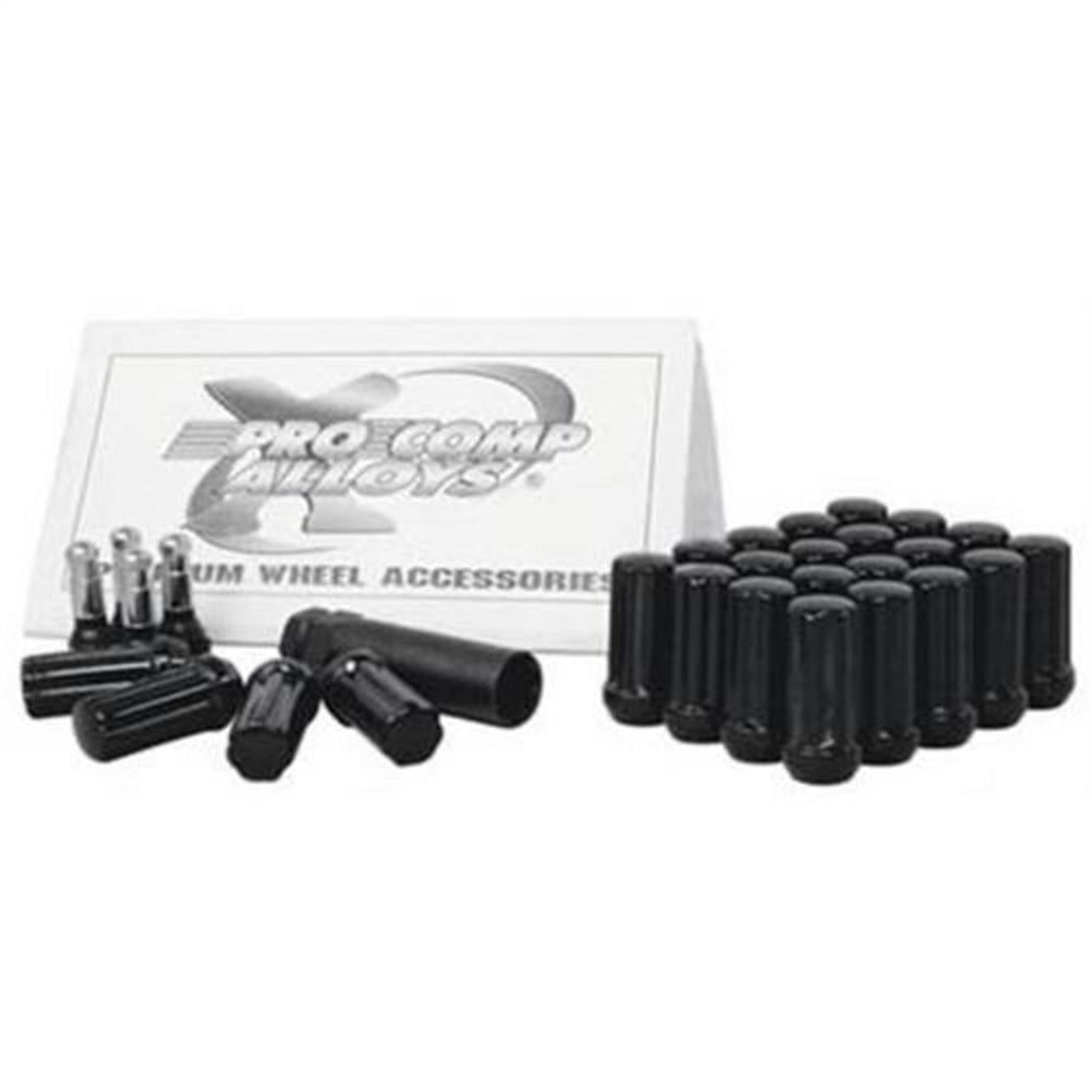 Pro Comp 16143B Lug Nut Kit; 14 x 1.5 HT Spline; 5 Lug Kit; w/Valve Stem; Black; Pro Comp 16143B
